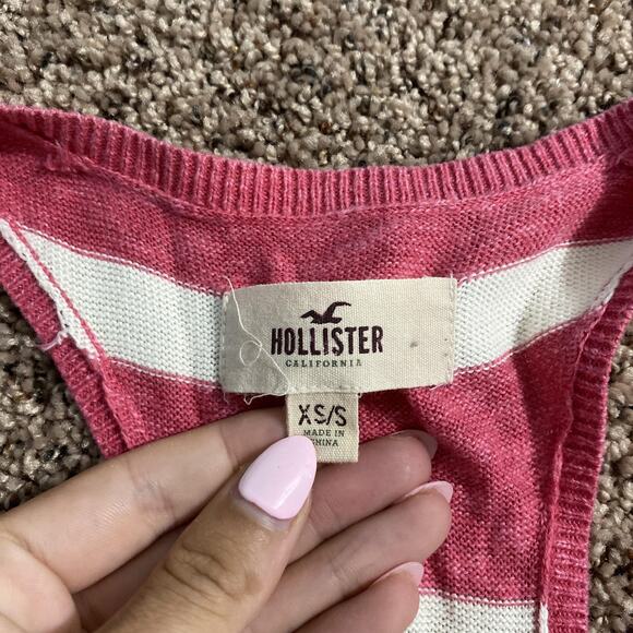 Hollister Sweater Vest Womens XS Striped Draped Open Front Casual Layer 00s Y2K - Picture 5 of 6